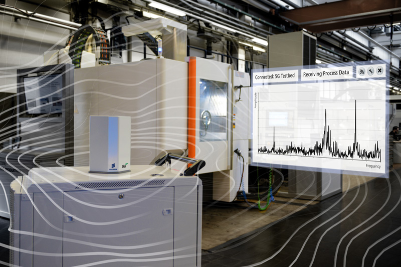 Picture of a lab with grey lines over it which symbolically represent 5g